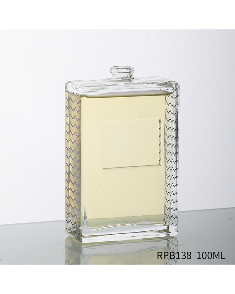 Wholesale Luxury Fragrance Oil Transparent Square Crimp Perfume Spray Bottle 100ml
