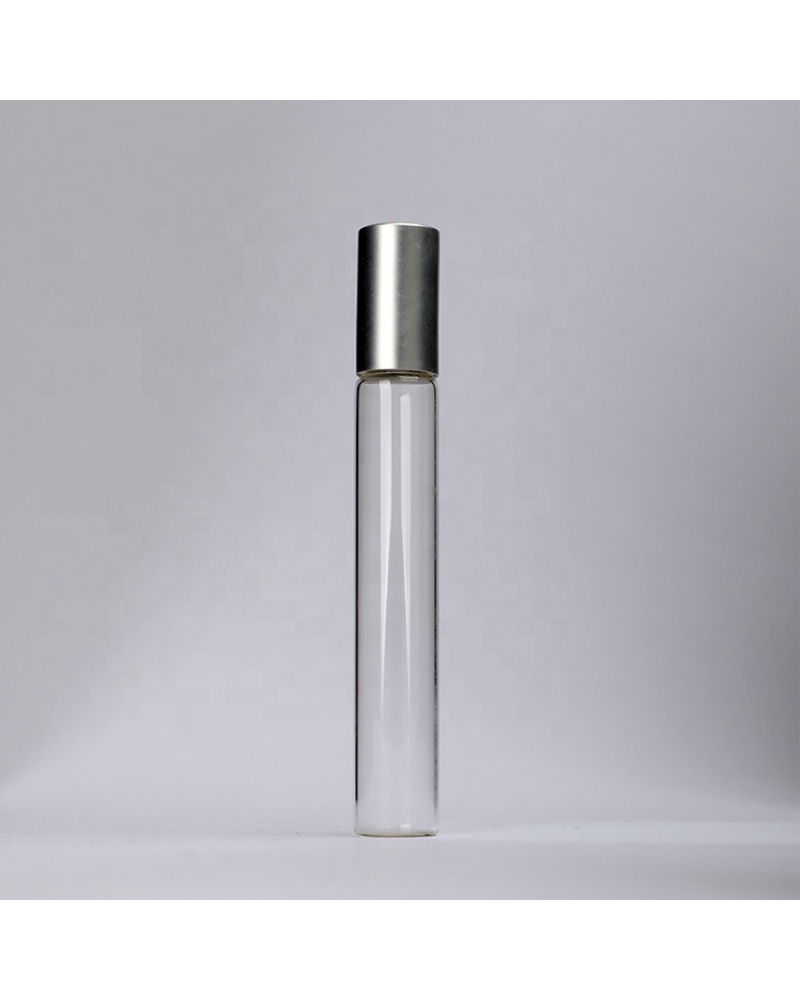 Travel Size 10 ml Glass Roll on Vial Empty Mini Perfume Bottle with Stainless Steel Roller Balls Silver Screwcap