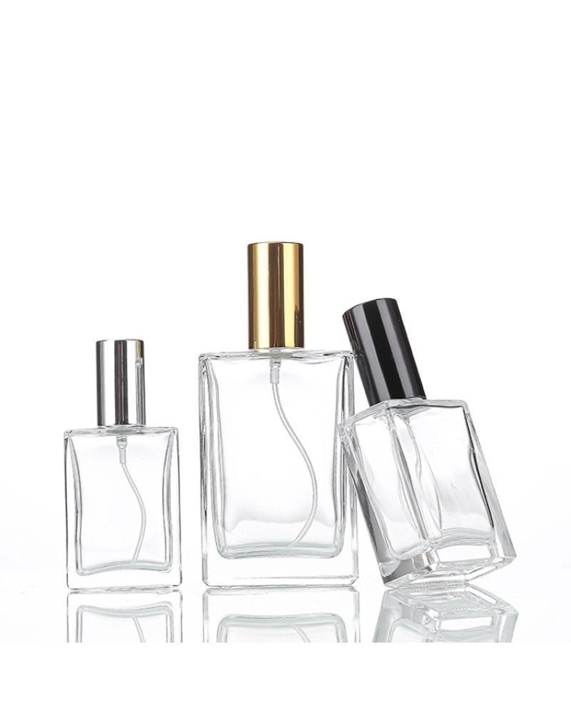 High-end Flat Square Fine Mist Cosmetic Bottle Glass Travel Size Woman Portable Perfume Bottle