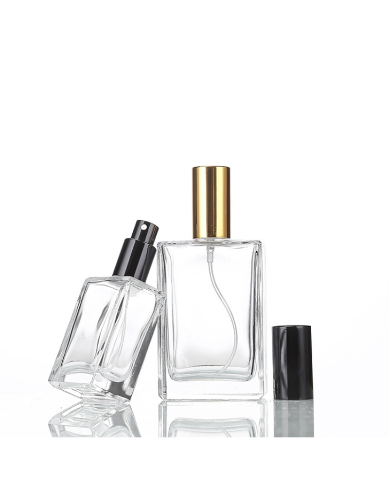 High-end Flat Square Fine Mist Cosmetic Bottle Glass Travel Size Woman Portable Perfume Bottle