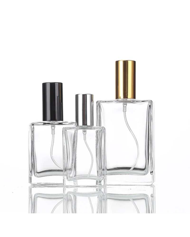 High-end Flat Square Fine Mist Cosmetic Bottle Glass Travel Size Woman Portable Perfume Bottle