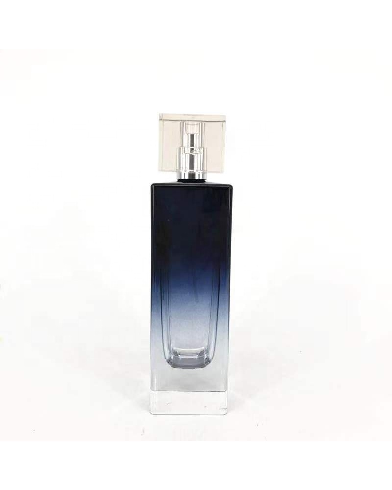 Custom logo/color rectangle black brand premium 100ml empty glass perfume bottle