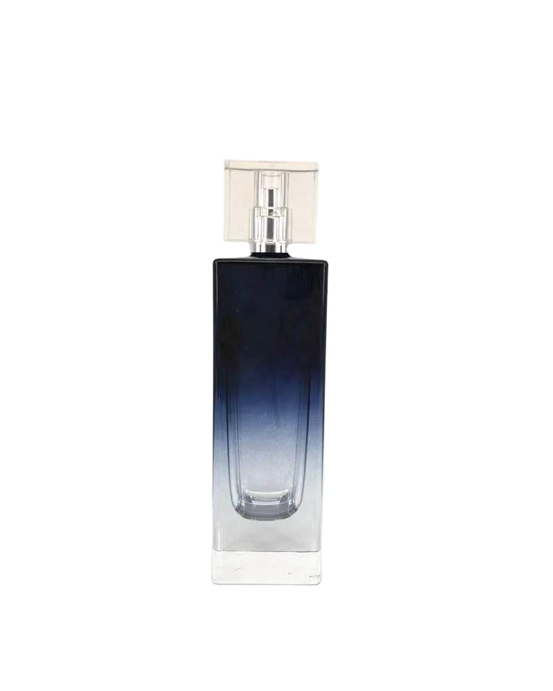 Custom logo/color rectangle black brand premium 100ml empty glass perfume bottle