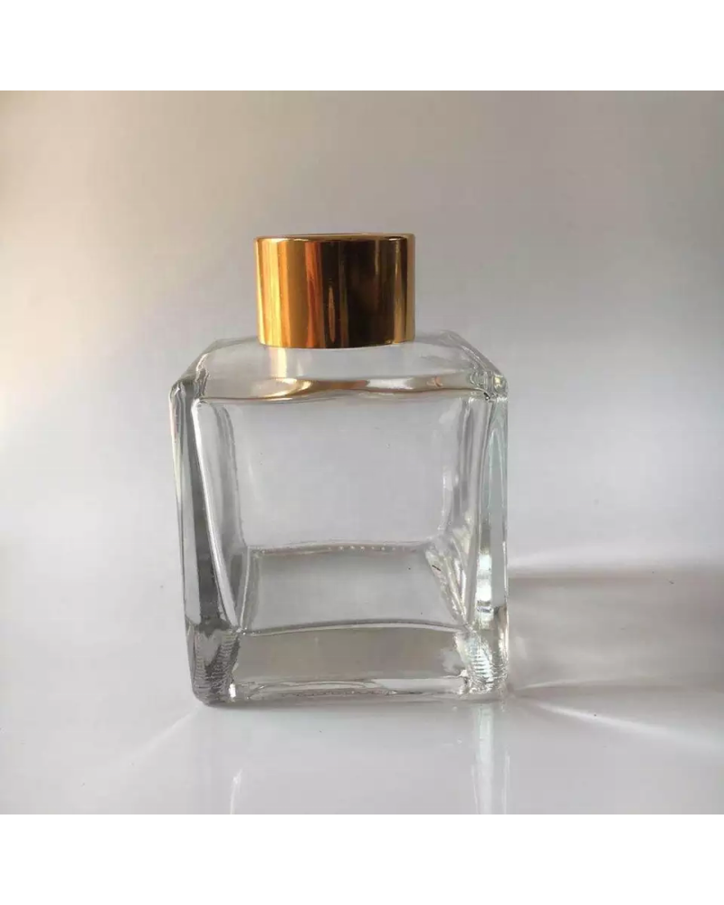 Wholesale Custom 50ml 100ml Clear Perfume Essential Oil Room Fragrance Square Glass Diffuser Bottle