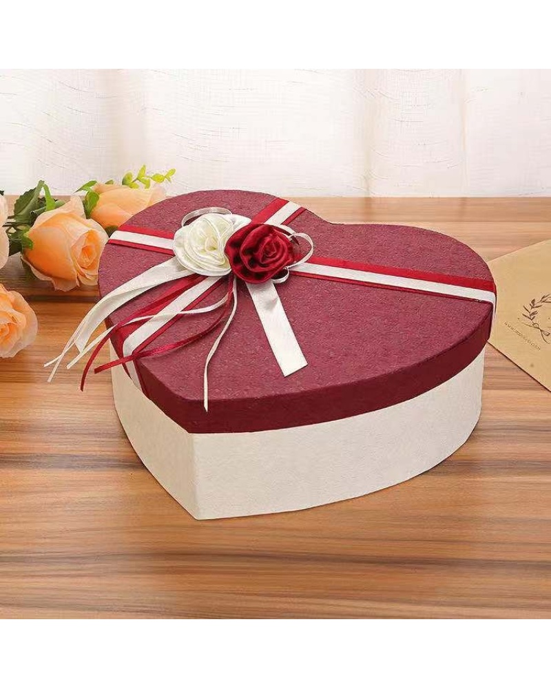 Wedding Sweet Gift Paper Empty Heart Shaped Box Beauty Packaging Cosmetics Boxes with Flowers