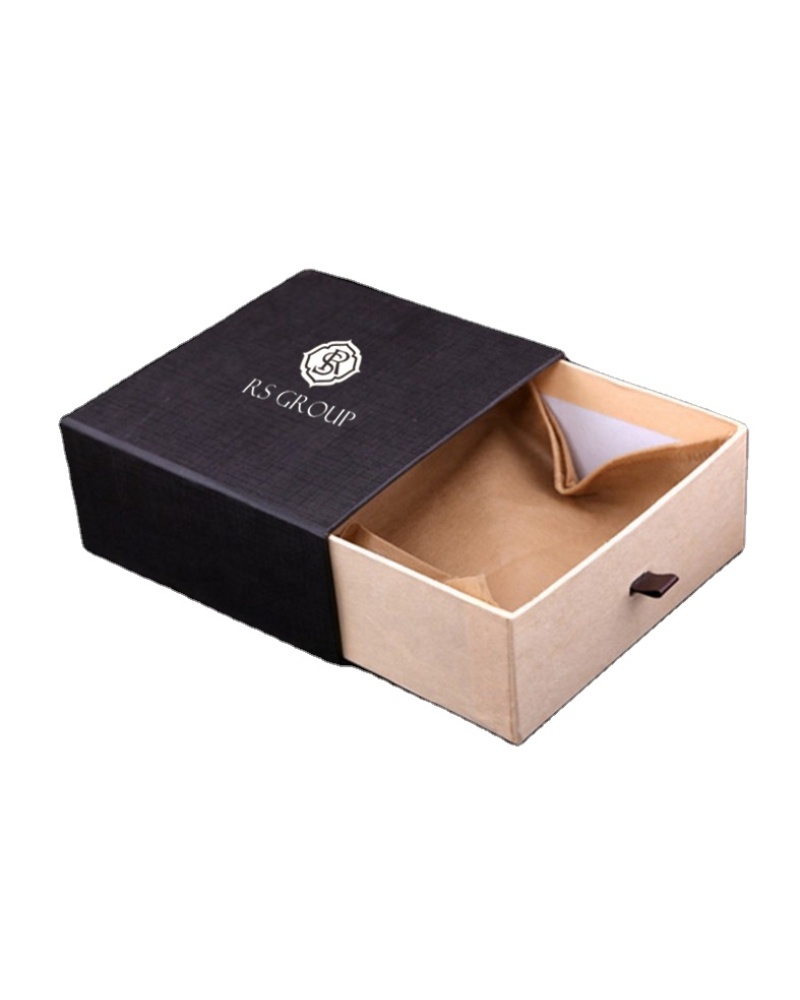 Drawer Gift Box Square Cosmetics Paper Packaging Box with Black Cap Removable