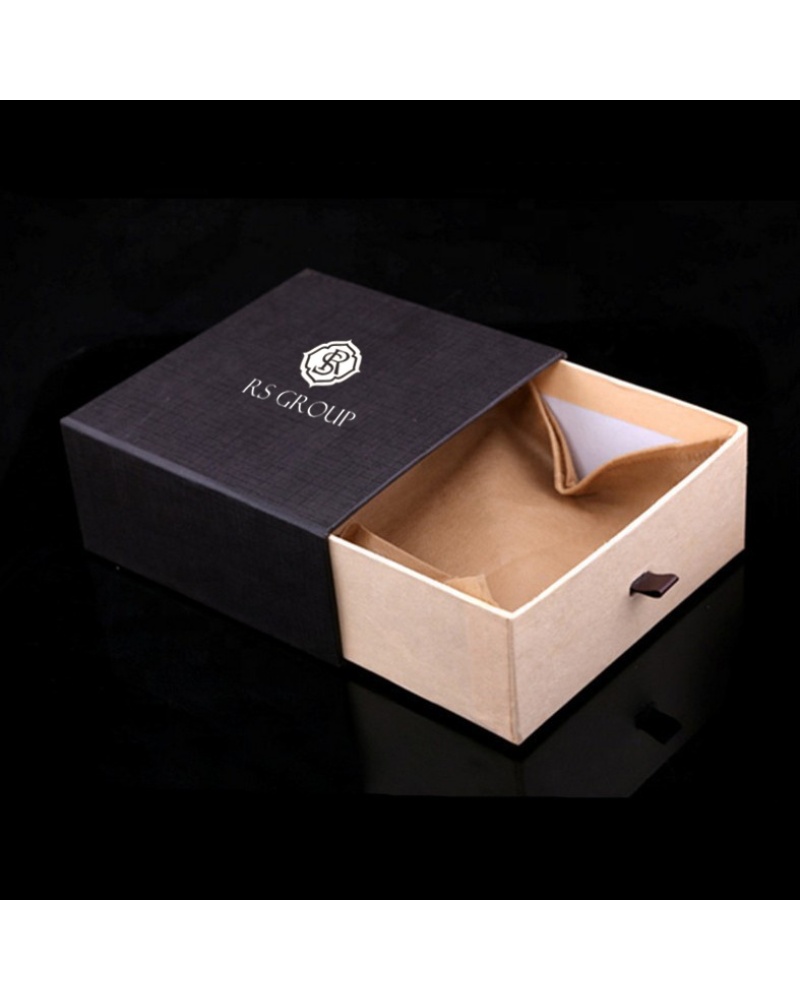 Drawer Gift Box Square Cosmetics Paper Packaging Box with Black Cap Removable