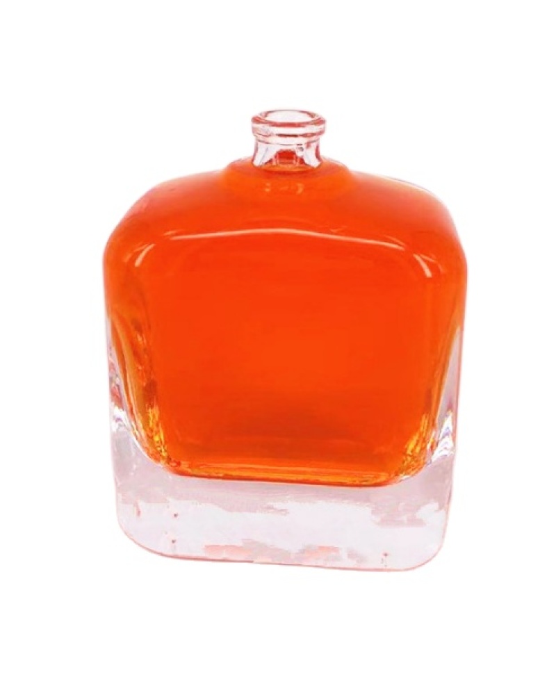 100ml Perfume Oblate Flat Glass Bottles Orange Thick Bottom Square Bottle with Smooth Top Corner