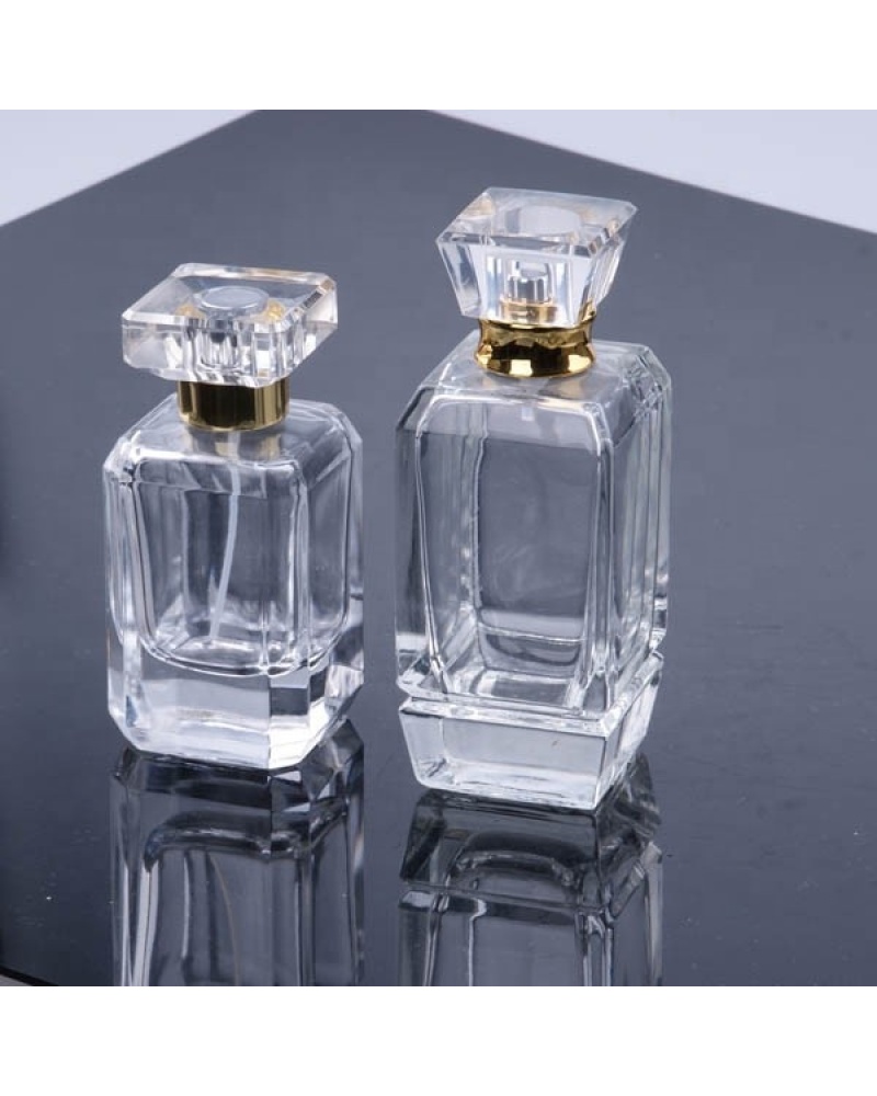 Free Sample Women Perfume Bottle 30ml 50ml Square Perfume Glass Bottle