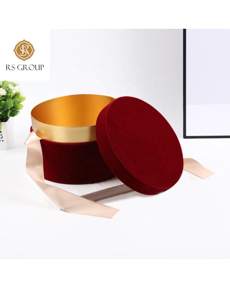 Custom Wedding Luxury Gift Cosmetic Round Rigid Paper Box Packaging with Ribbon