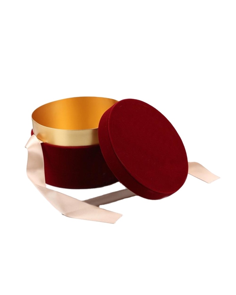 Custom Wedding Luxury Gift Cosmetic Round Rigid Paper Box Packaging with Ribbon
