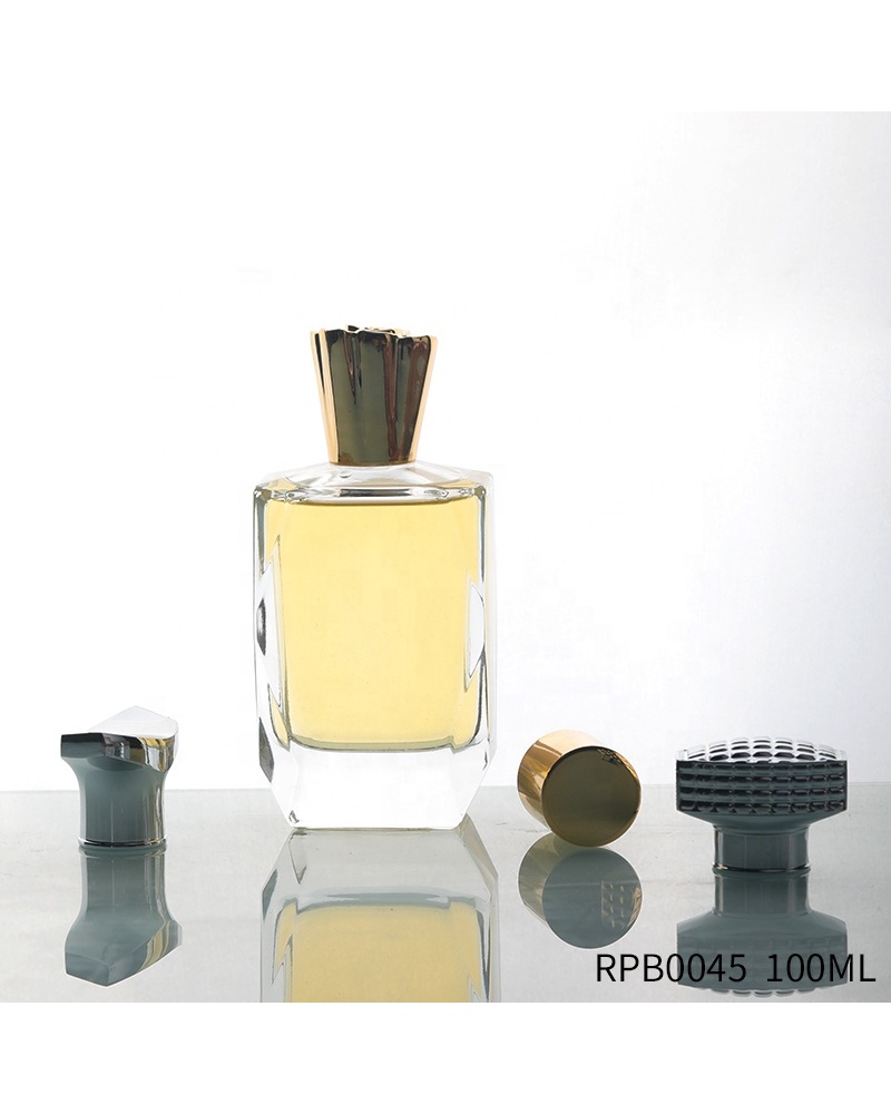 Crimp Neck Square Perfume Glass Bottle Cap Transparent Luxury Filling Perfume Bottle