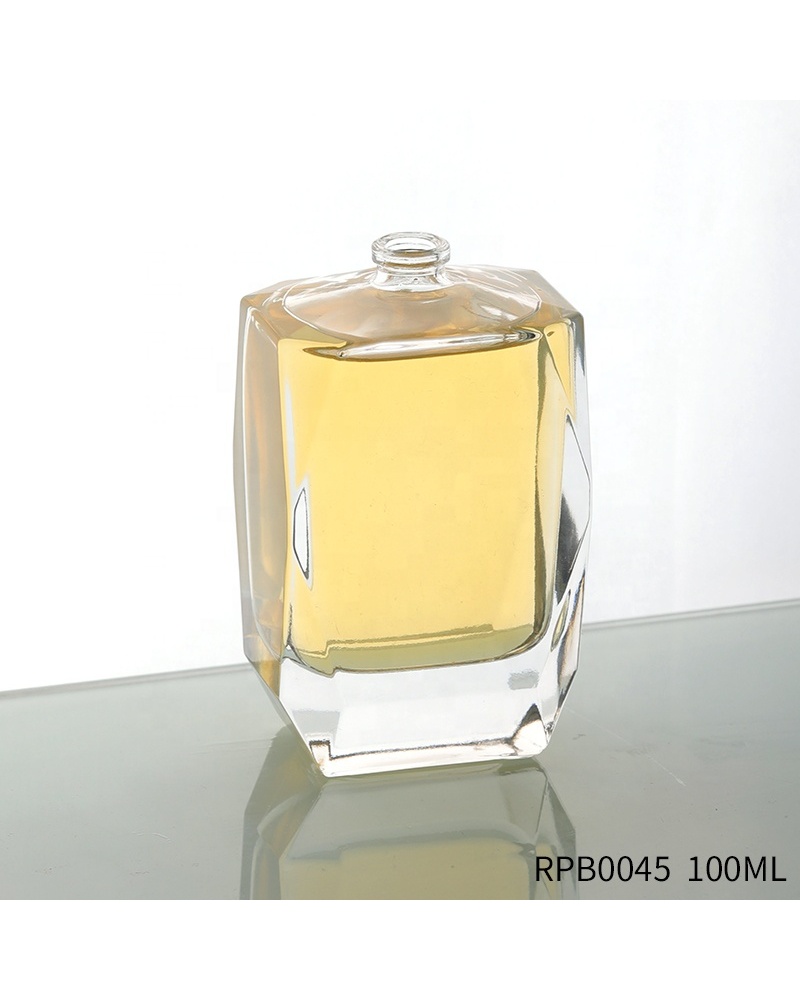Crimp Neck Square Perfume Glass Bottle Cap Transparent Luxury Filling Perfume Bottle