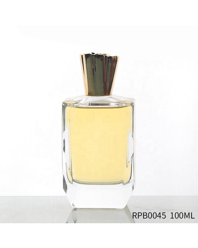 Crimp Neck Square Perfume Glass Bottle Cap Transparent Luxury Filling Perfume Bottle