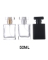 Refillable Luxury 30ml 50ml Square Black Auto Spray Perfume Glass Bottle for Men