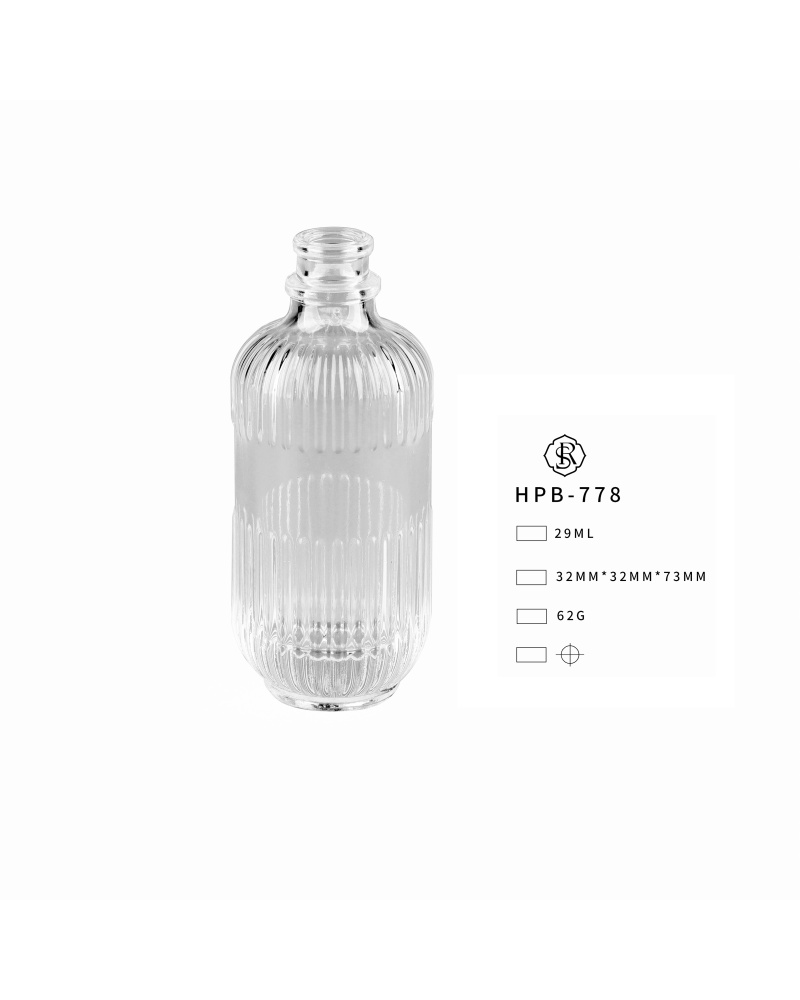 Empty Glass Luxury Perfume Bottle Crimp with Line Pattern