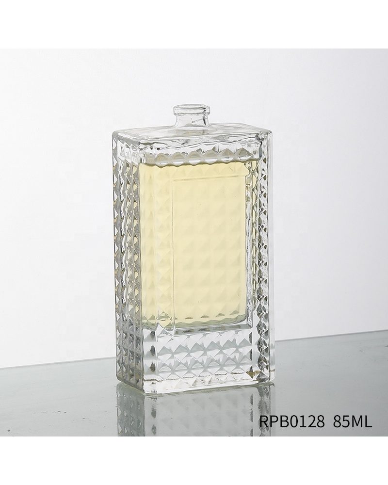 Wholesale Luxury 85ml Flat Shoulder Rectangular Glass Perfume Bottle For Fragrance Oil