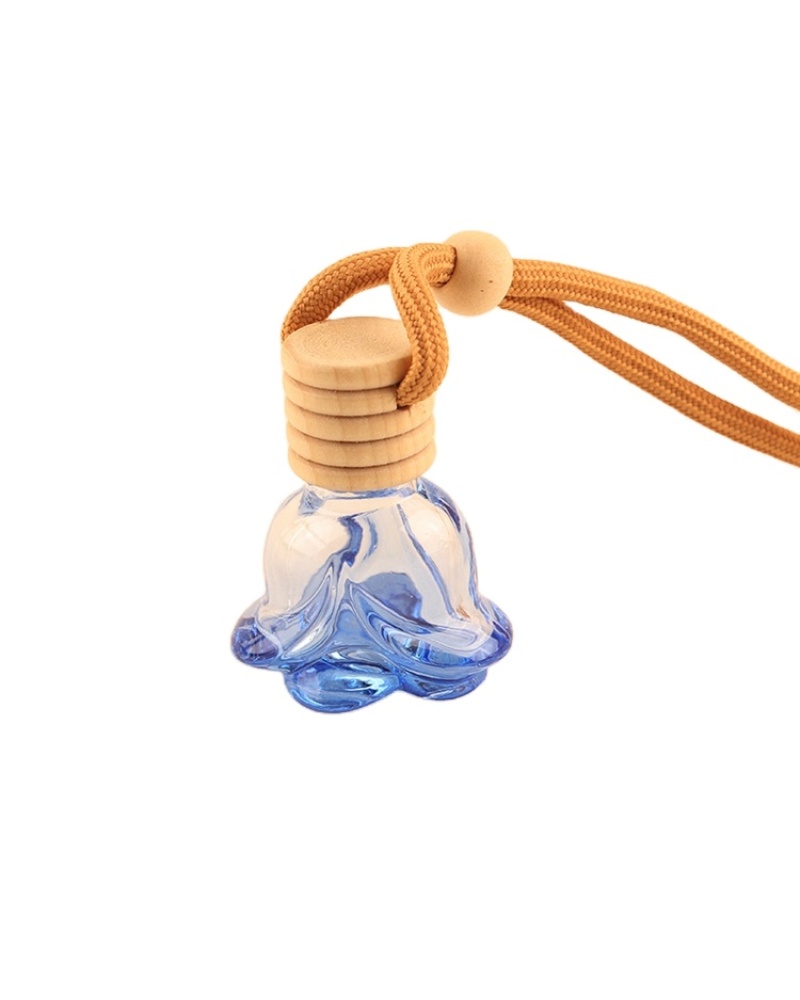 Ornaments Air Freshener Pendant Car Aromatherapy Bottle 6ml Gradient Color Glass Rose Shaped Car Perfume Bottle