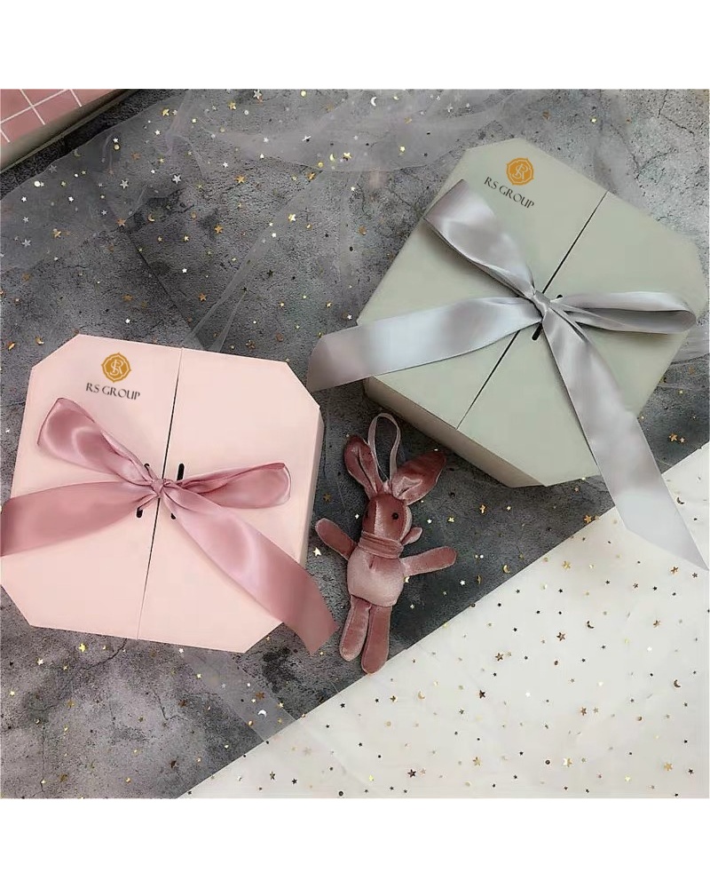 Custom Luxury High Quality Double Open Gift Hexagon Perfume Bottle Packaging Box With Ribbon