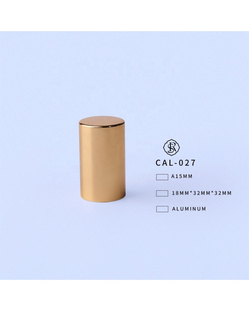 Cylindrical Perfume Cosmetic Bottle Gold Cap Metal Aluminum Glass Perfume Cap