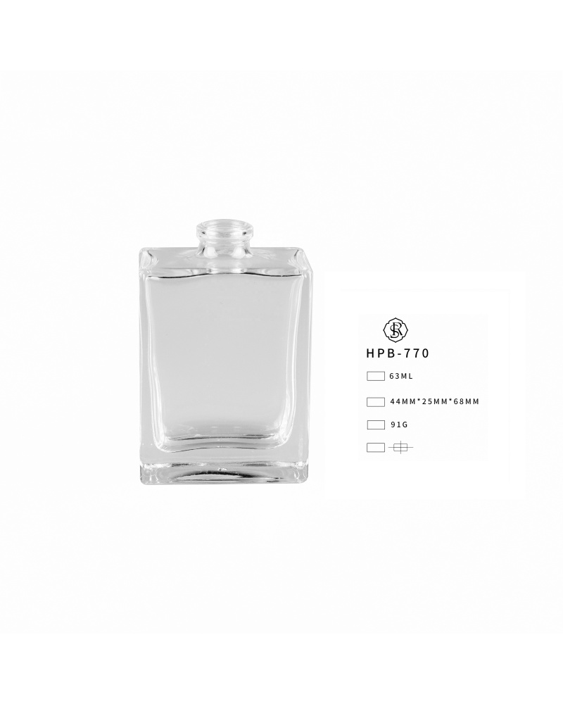 Packaging Manufacturers Cosmetic Glass Bottle Rectangle Transparent Flakon Flasche 50ml