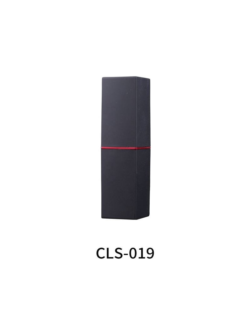 Factory Supply Moisturizing Lipstick Tube Square Black Empty Metal Lipstick Tube with Red Inner