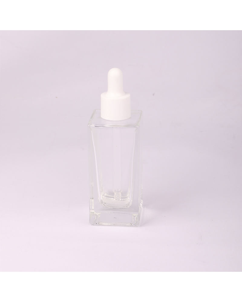 15ml 30ml Essential Oil Bottle Cosmetic Packaging White Refillable Perfume Square Glass Dropper Bottle