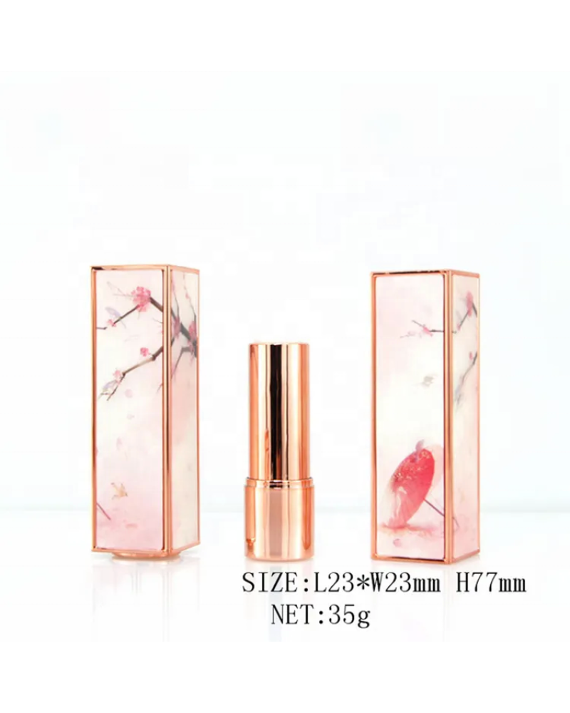 Custom Plastic Cosmetic 5ml Empty Square Lipstick Tube Packaging Press Tube with Antique Pattern