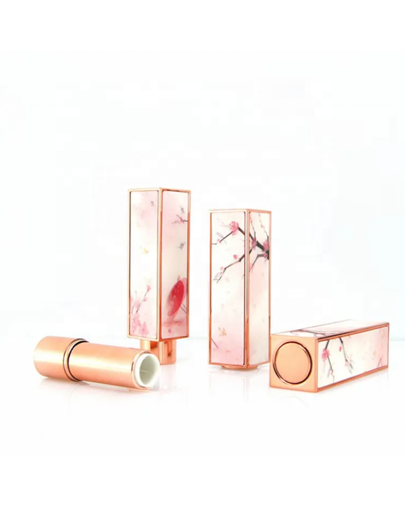 Custom Plastic Cosmetic 5ml Empty Square Lipstick Tube Packaging Press Tube with Antique Pattern