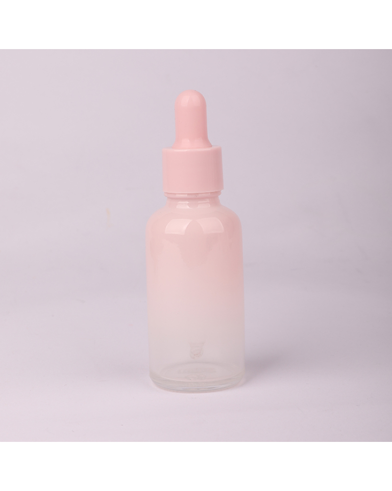 Wholesale 10 ml Empty Glass Container Serum Pink Gradient Oil Dropper Bottle For Skincare