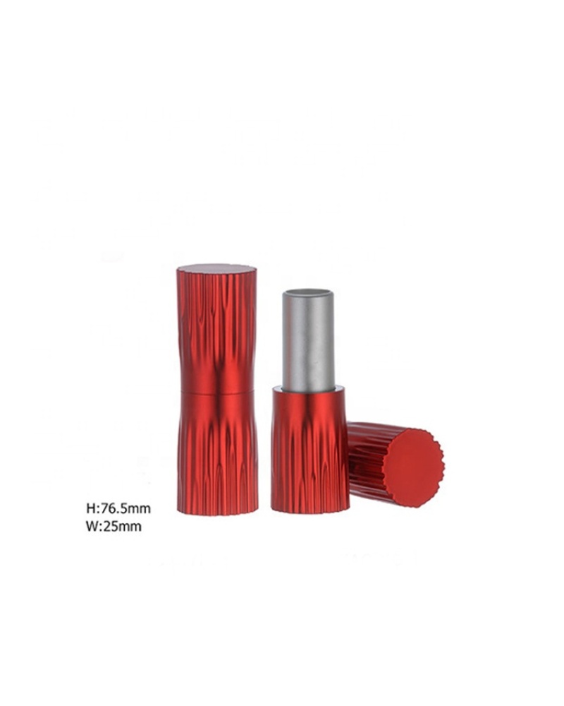 Design Luxury Aluminum Red Empety Cylindrical Lipstick Tube with Tree-shaped Appearance