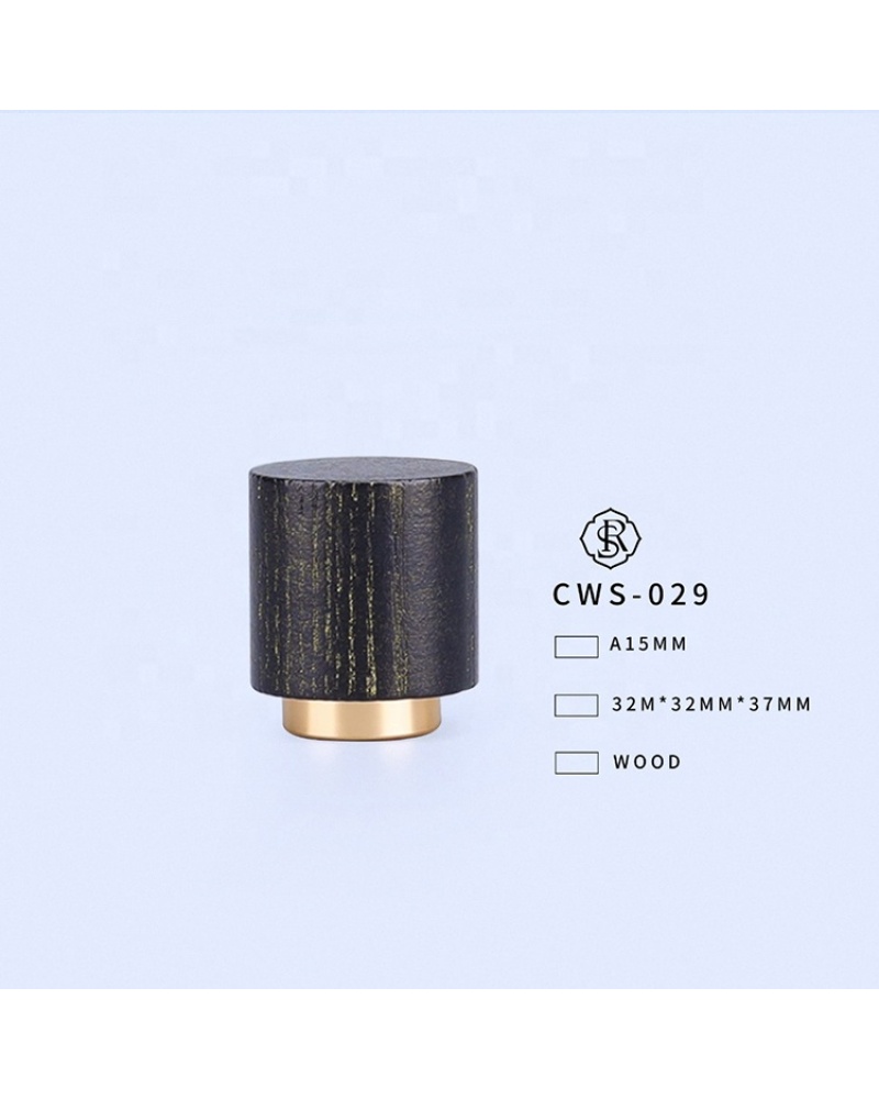 Wholesale Perfume Bottle Wooden Lid Square Wood Perfume Cap with Black Pattern