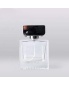 OEM transparent creative design sprayer bottle 100ml square perfume glass bottle with black cap