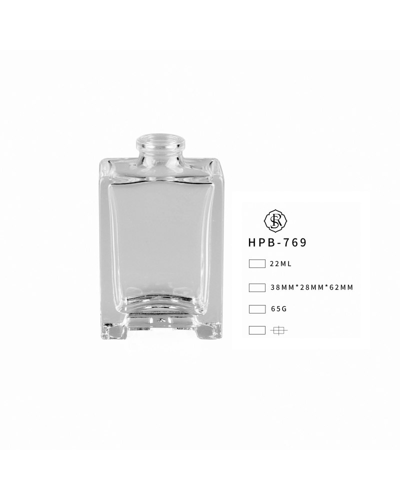 Empty Small Glass Bottle 22ml Rectangle Oem Transparent Perfume Oil Glass Bottles