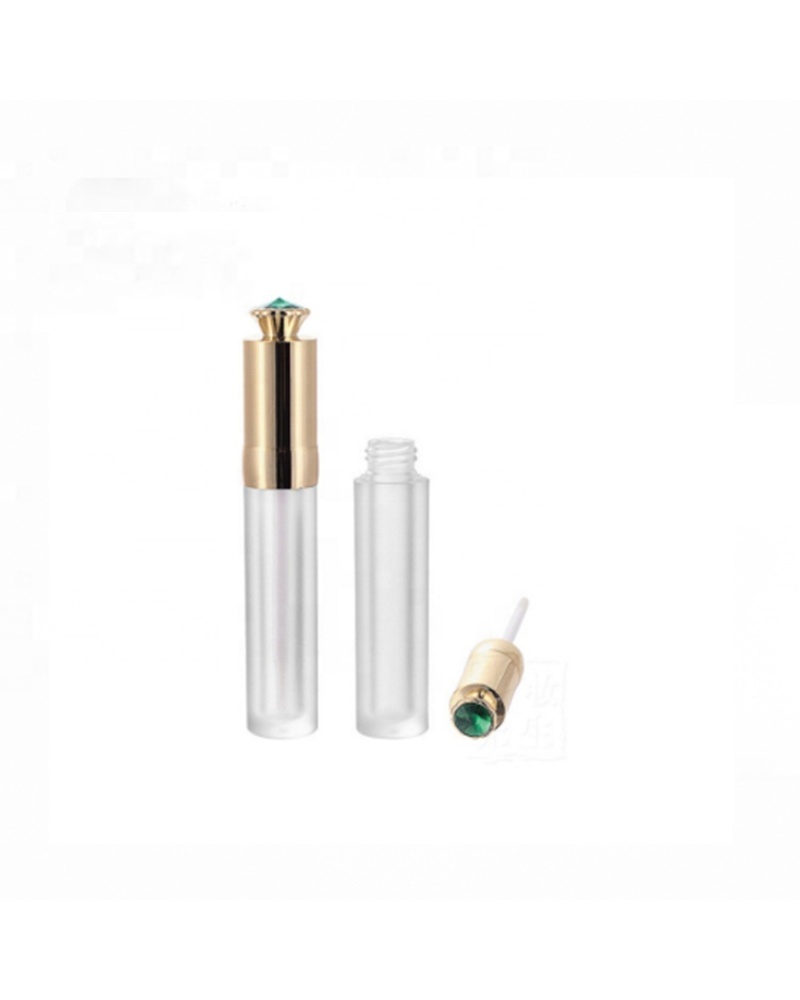 Cosmetic Packaging Containers Wholesale Round Lip Gloss Tube Tube 2022 with Green Jewel