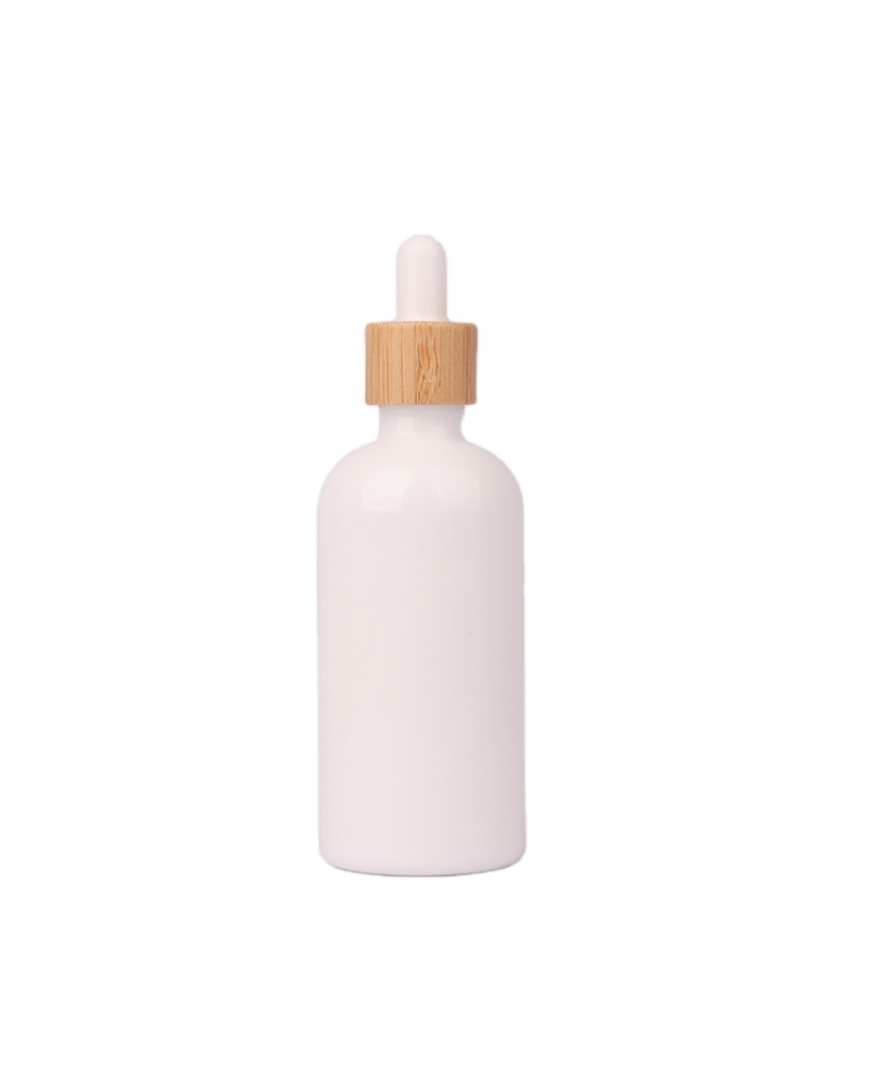 Stock Round Serum Bamboo Essential Oil Bottle Wholesale Glass Oil Dropper Bottle for Body Care