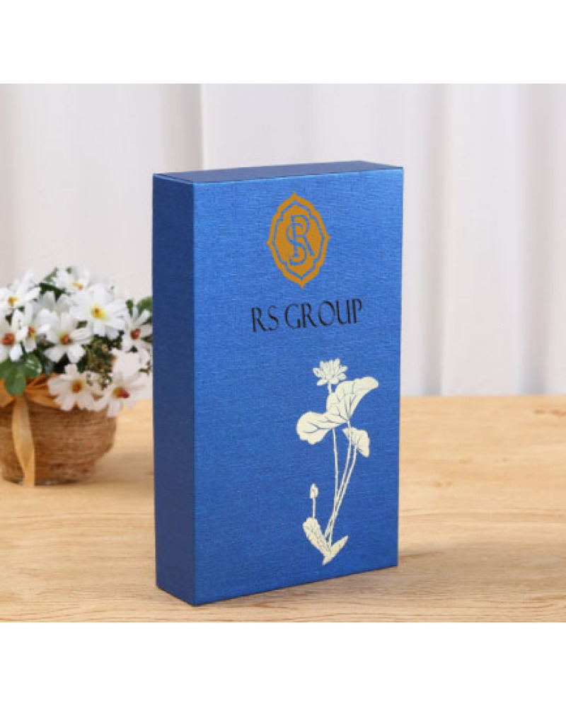 Creative Chinese Style Skin Care Flower Pattern Paper Box Square Deep Blue Luxury Gift Box Packaging
