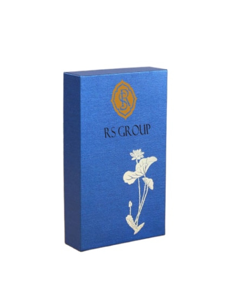 Creative Chinese Style Skin Care Flower Pattern Paper Box Square Deep Blue Luxury Gift Box Packaging