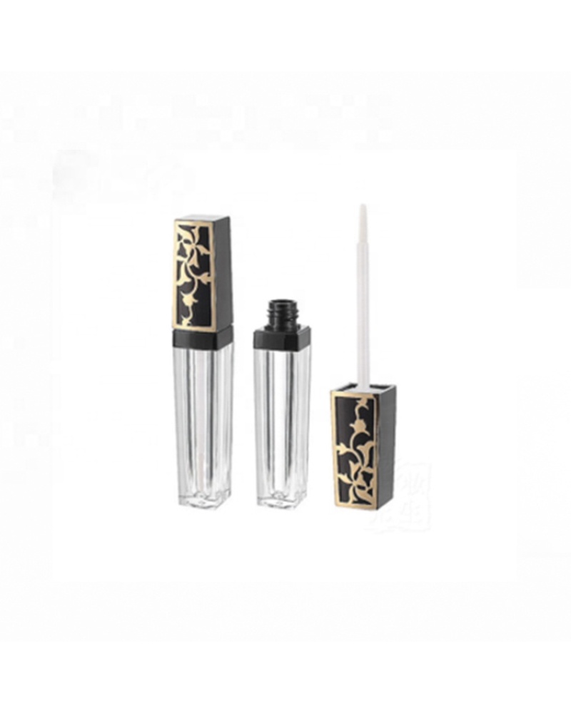 Cosmetic Packaging Containers Plastic Lipstick Tube Custom Empty Color Lip Gloss Tube with Black and Gold Top