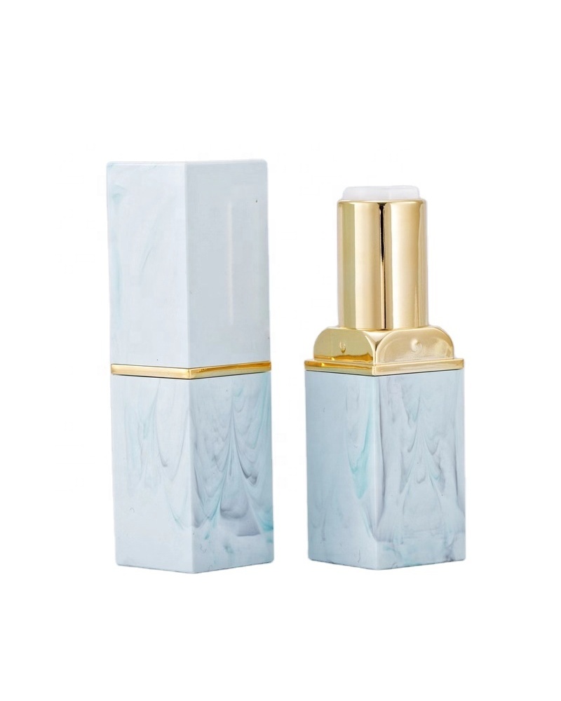 Empty aluminium lipstick tube packaging square tubes with ancient feeling blue