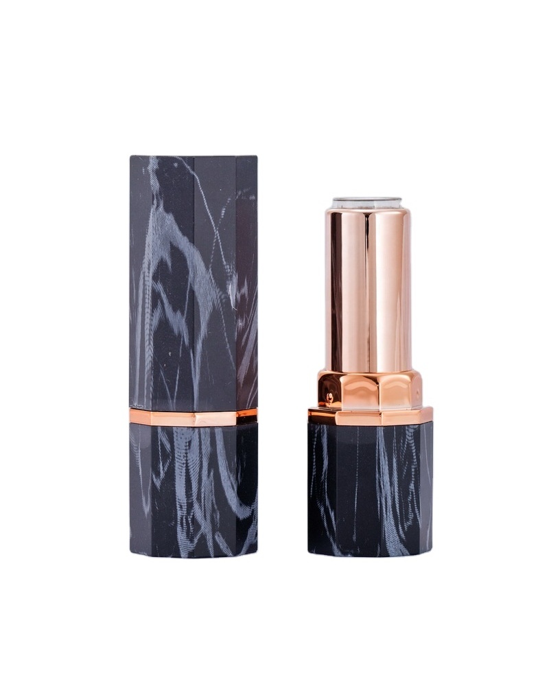 Aluminum Eco Empty Lipstick Tube Packaging with Abstract Line Pattern