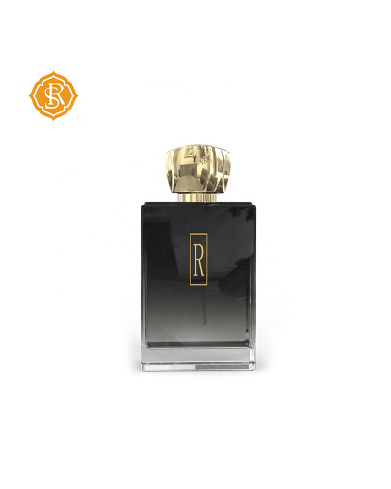 Custom Empty Perfume Bottles Packaging 100ml Square Black 15mm Crimp Perfume Bottle