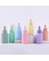 Iridescent Glass Bottle 1oz 30ml Frosted Flat Shoulder Essential Oil Matt Dropper Bottles Nude with Dropper