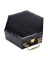 Fashionable Custom Black Makeup Comb Packaging Jewelry Box Hexagon Black Perfume Leather Gift Box