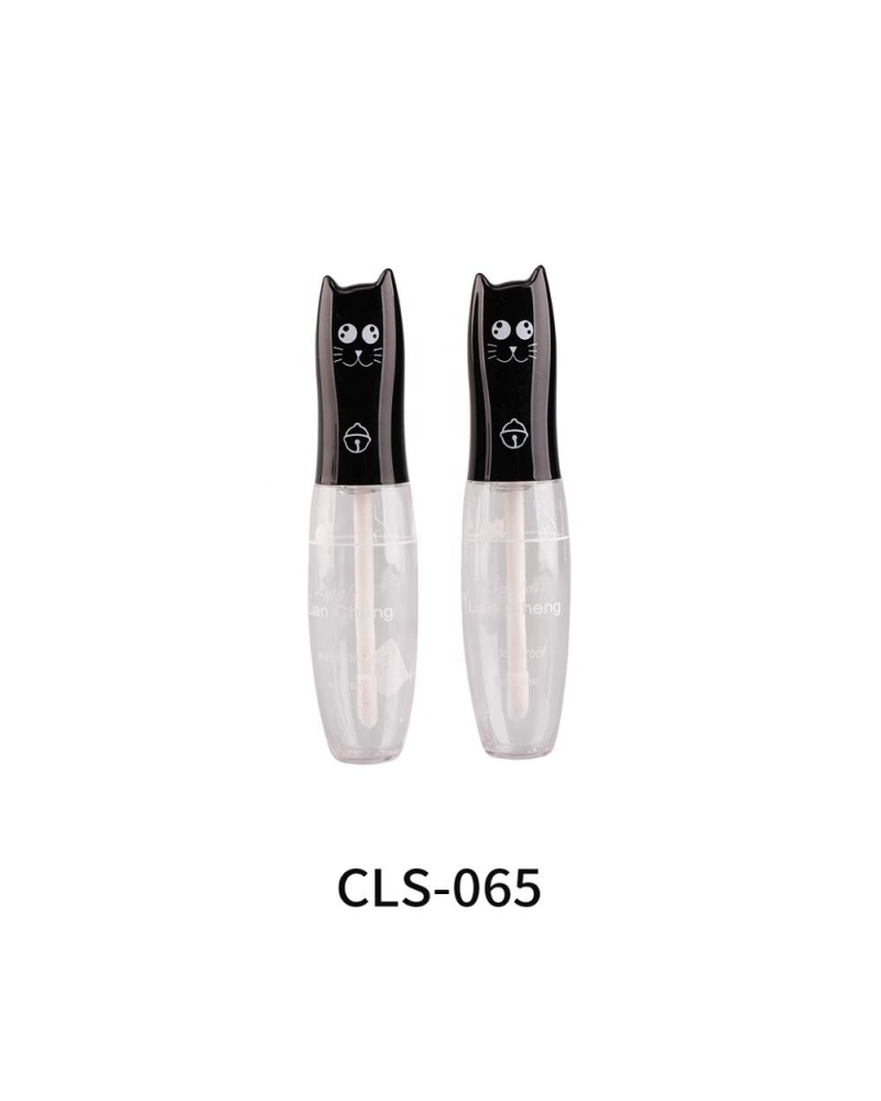 Customised Transparent Cylindrical Plastic Cat Lipgloss Vendor Cute Lip Gloss Tubes