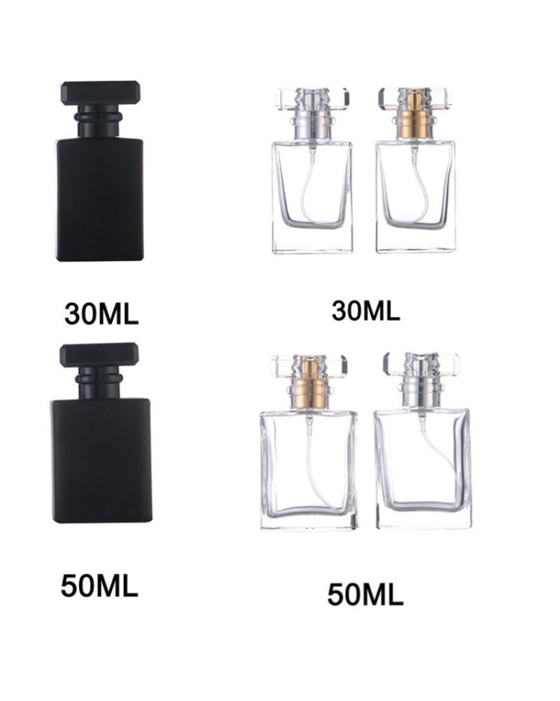 Sale Black Luxury Clear Mist Square Empty Perfume Bottles 30ml 50ml Pocket Spray Perfume Bottle