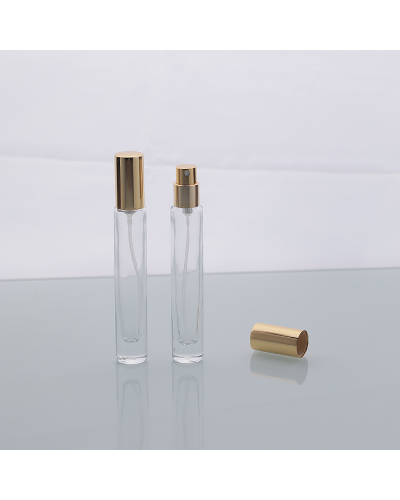 Slim Crimp Perfume Bottles Transparent Spray 10 ml Perfume Glass Bottle with Golden Cap