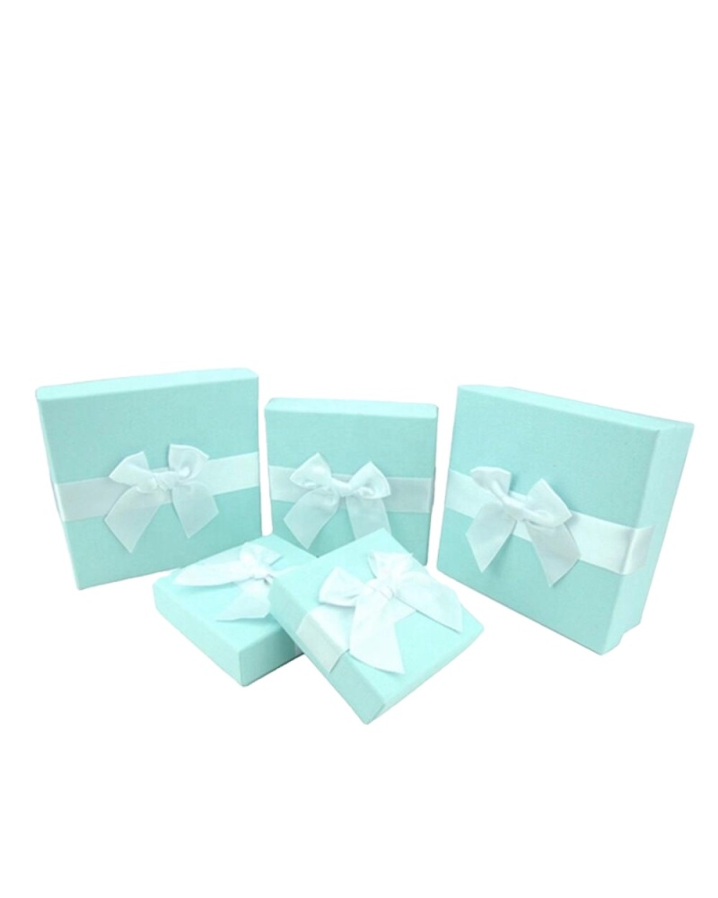 Light Blue Ribbon Skin Care Cosmetic Makeup Gift Beauty Luxury Box Custom Box Packaging Paper