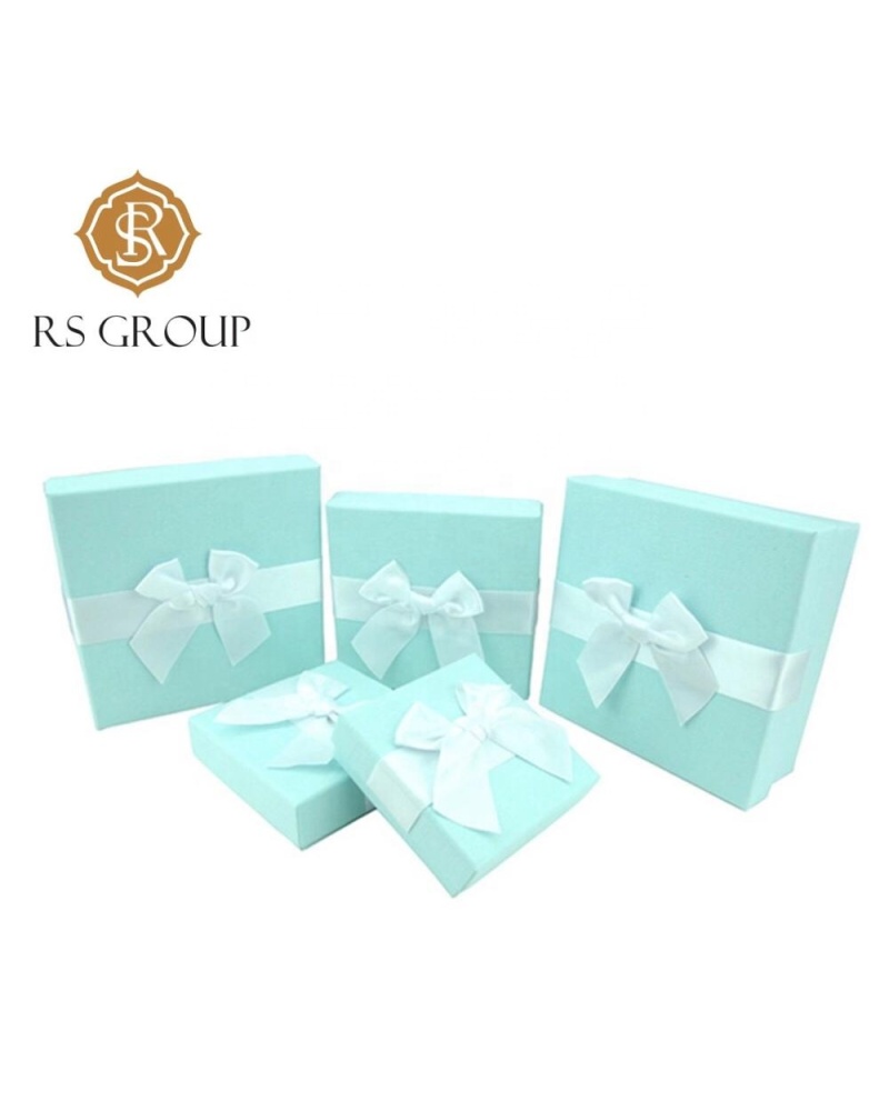 Light Blue Ribbon Skin Care Cosmetic Makeup Gift Beauty Luxury Box Custom Box Packaging Paper