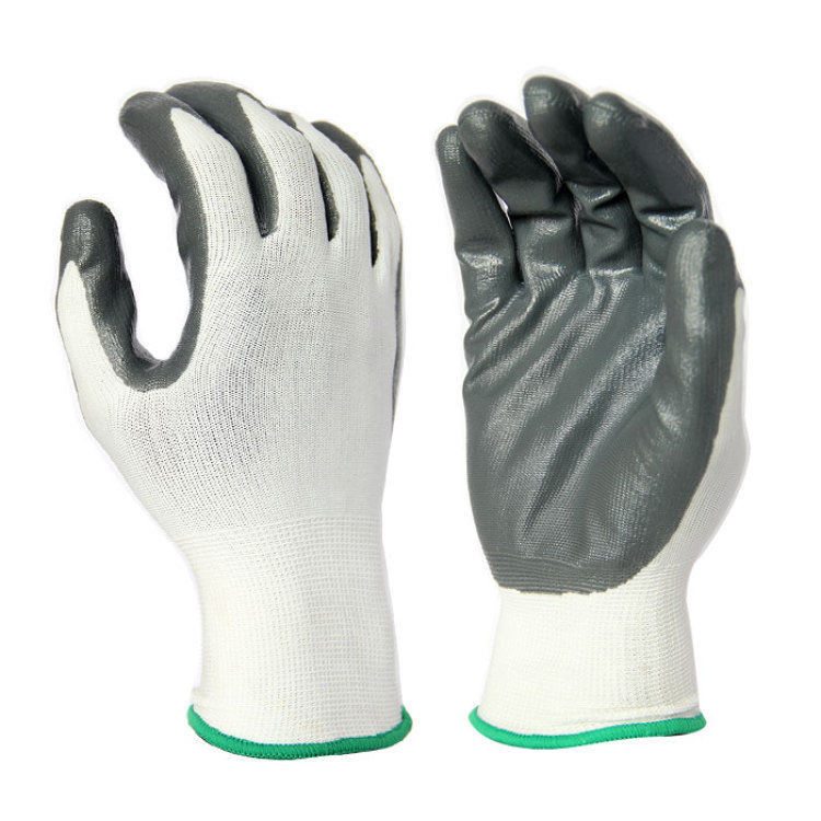 13 gauge white polyester liner grey nitrile palm coating sm